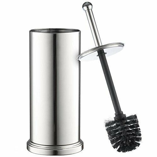 Chrome Toilet Brush Set Vented Stainless Steel Bathroom Bowl Cleaner With Lid