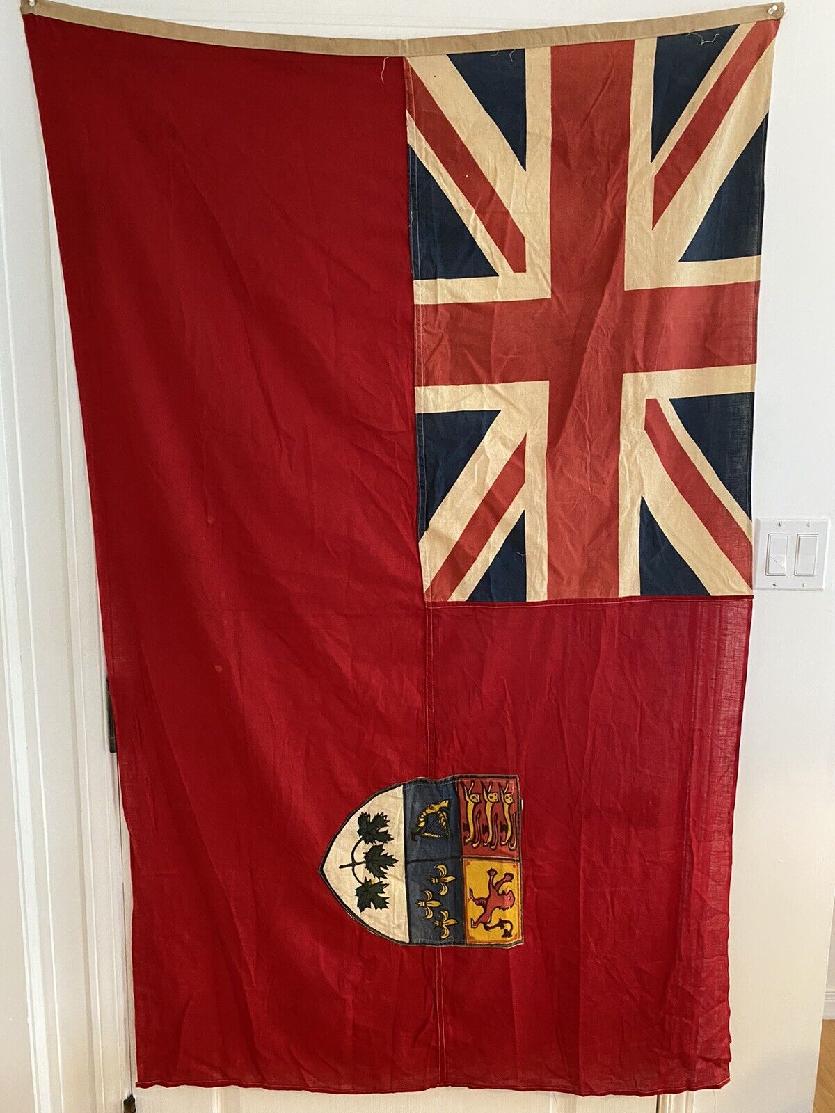 Vintage 1940s Canadian Flag Union Jack Original 66x42inch